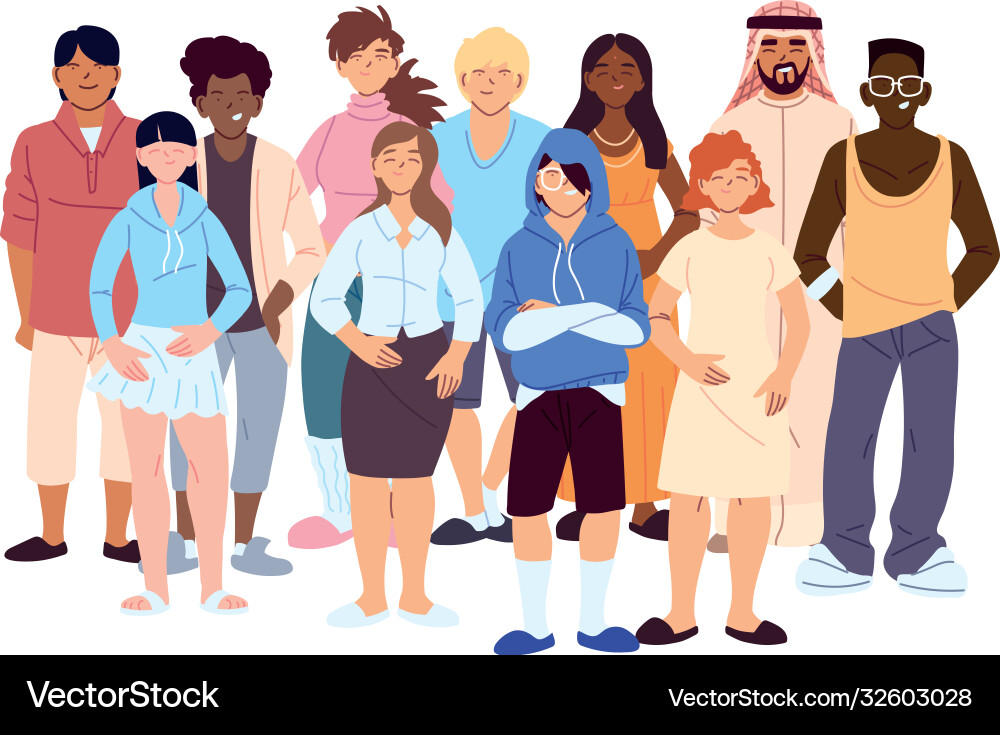 Frauen und Männer Karikaturen kulturelle Vielfalt Frauen und Männer Karikaturen kulturelle Vielfalt vektorbild