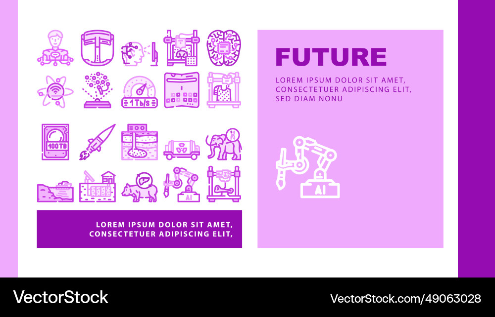 Future technology digital data landing header Future technology digital data landing header vector image