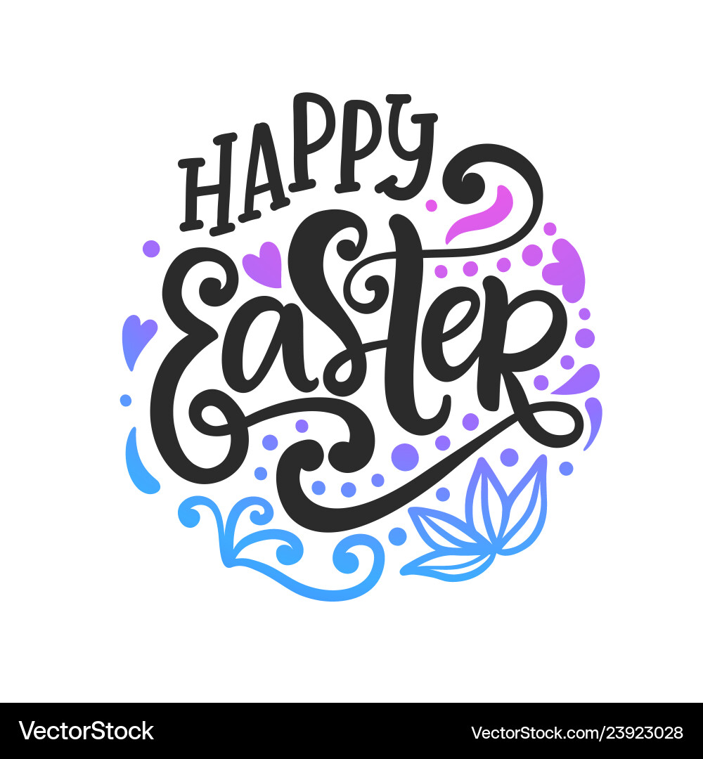 Happy Easter Badge with Calligraphy Vector Image