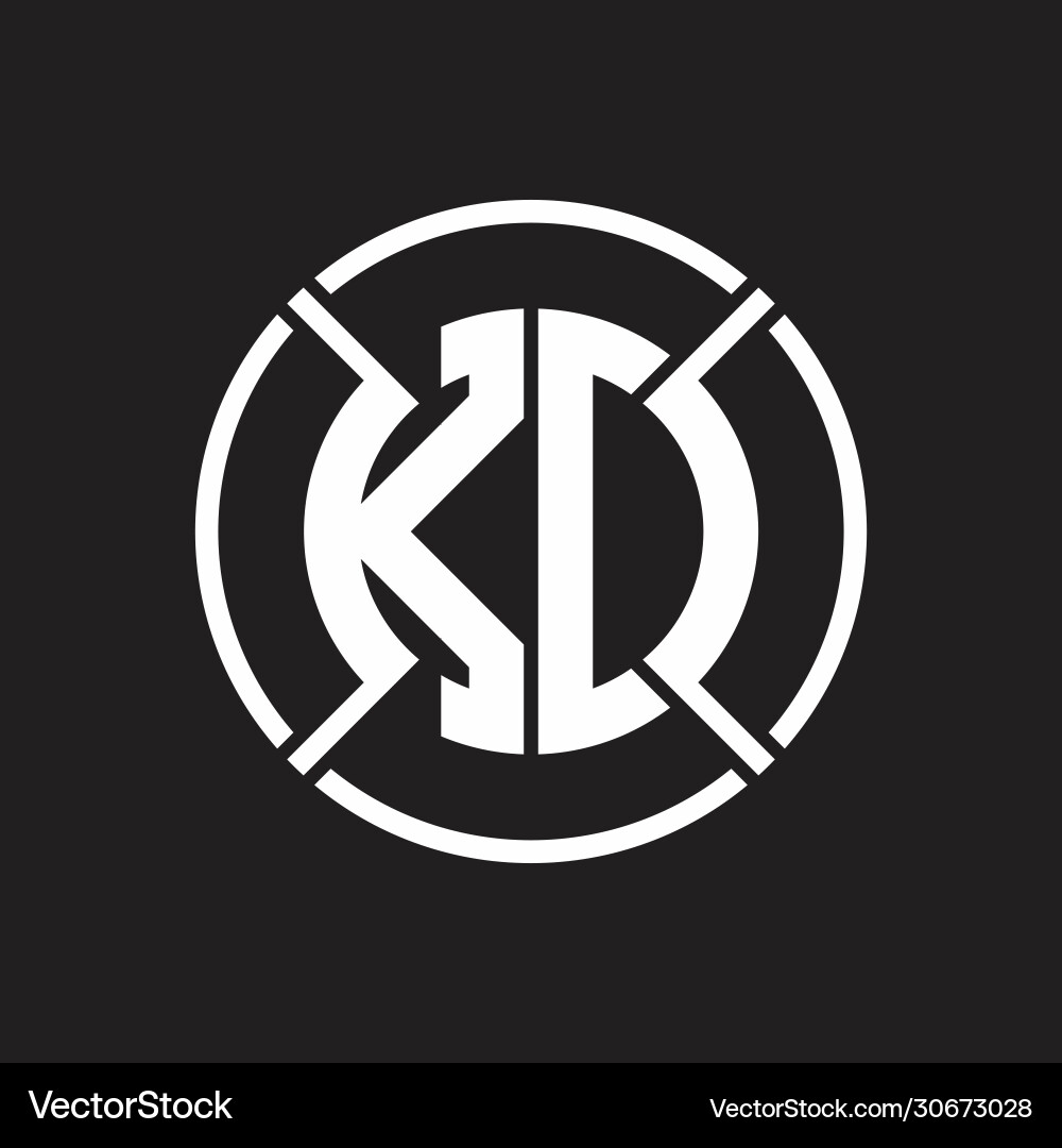 Kd logo monogram with four part circle slash vector image
