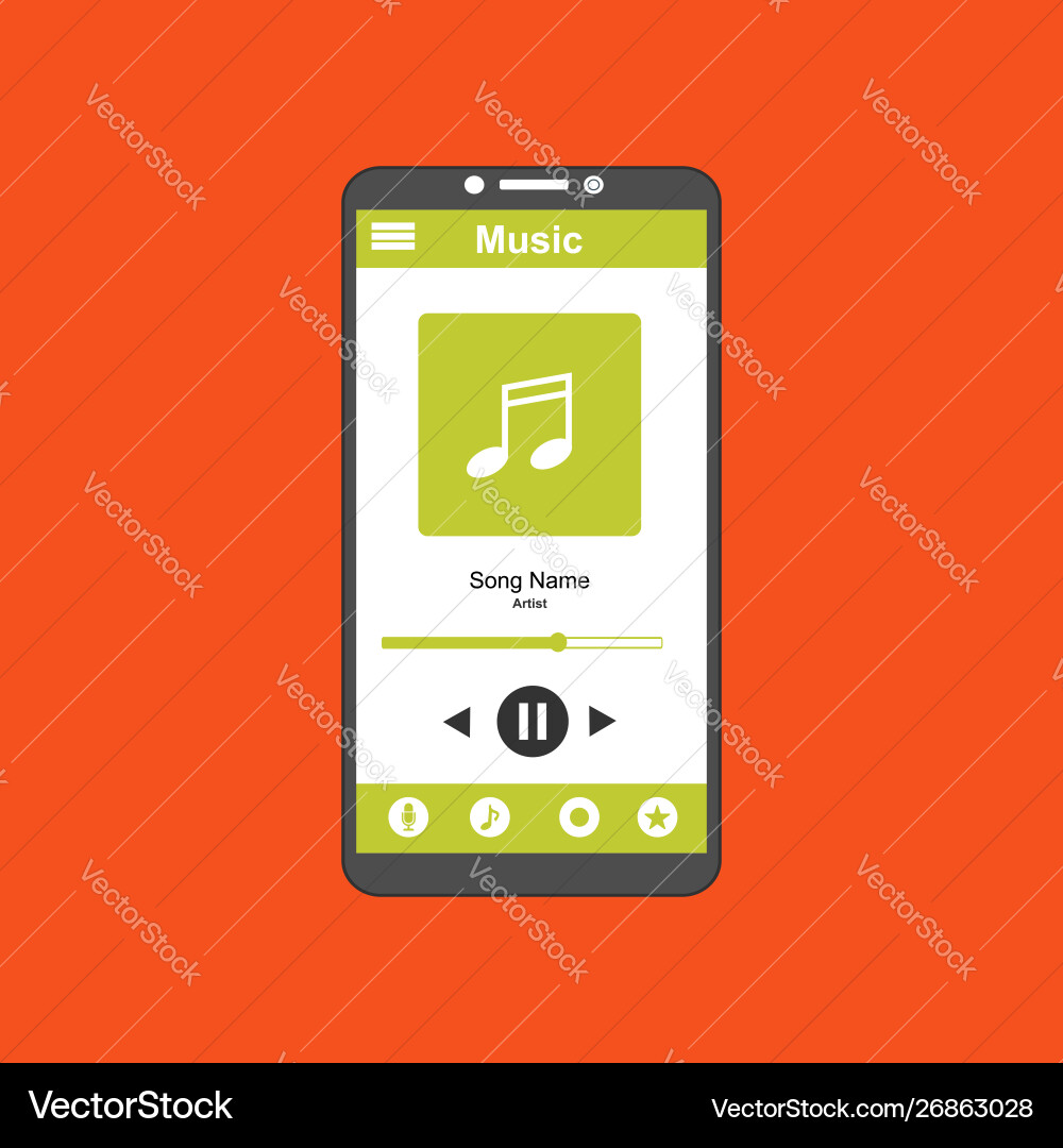 Media player application app template with flat Media player application app template with flat vector image