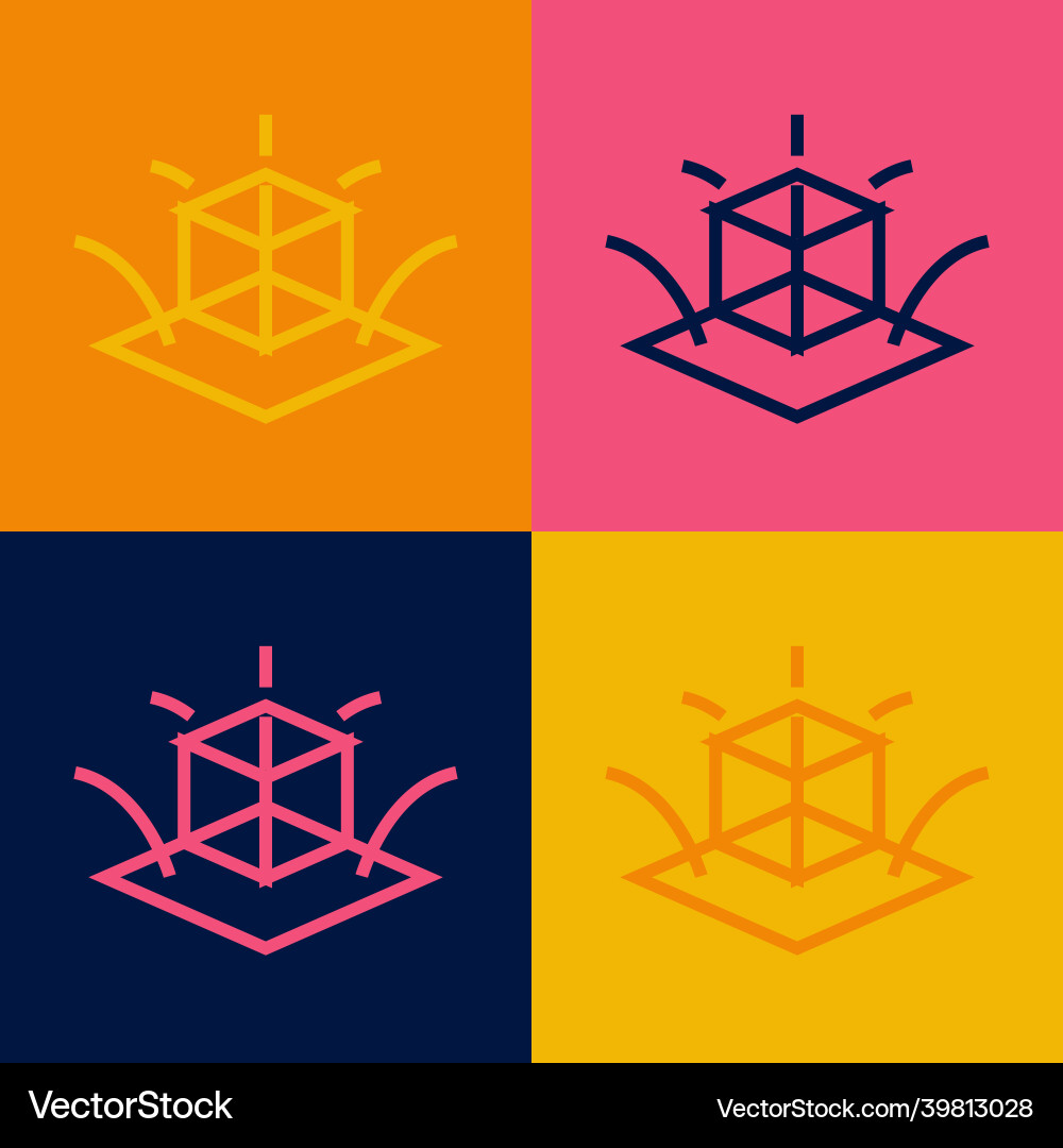 Pop art line 3d modeling icon isolated on color Pop art line 3d modeling icon isolated on color vector image