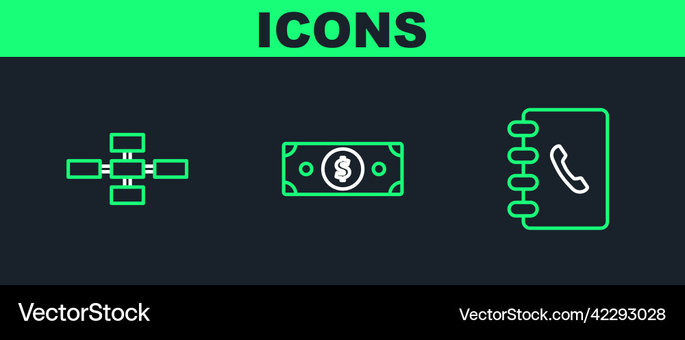Set line address book business hierarchy Set line address book business hierarchy vector image