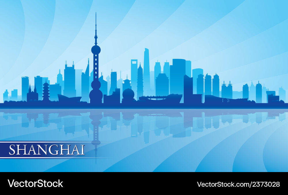 Shanghai City Skyline Silhouette Vector Image