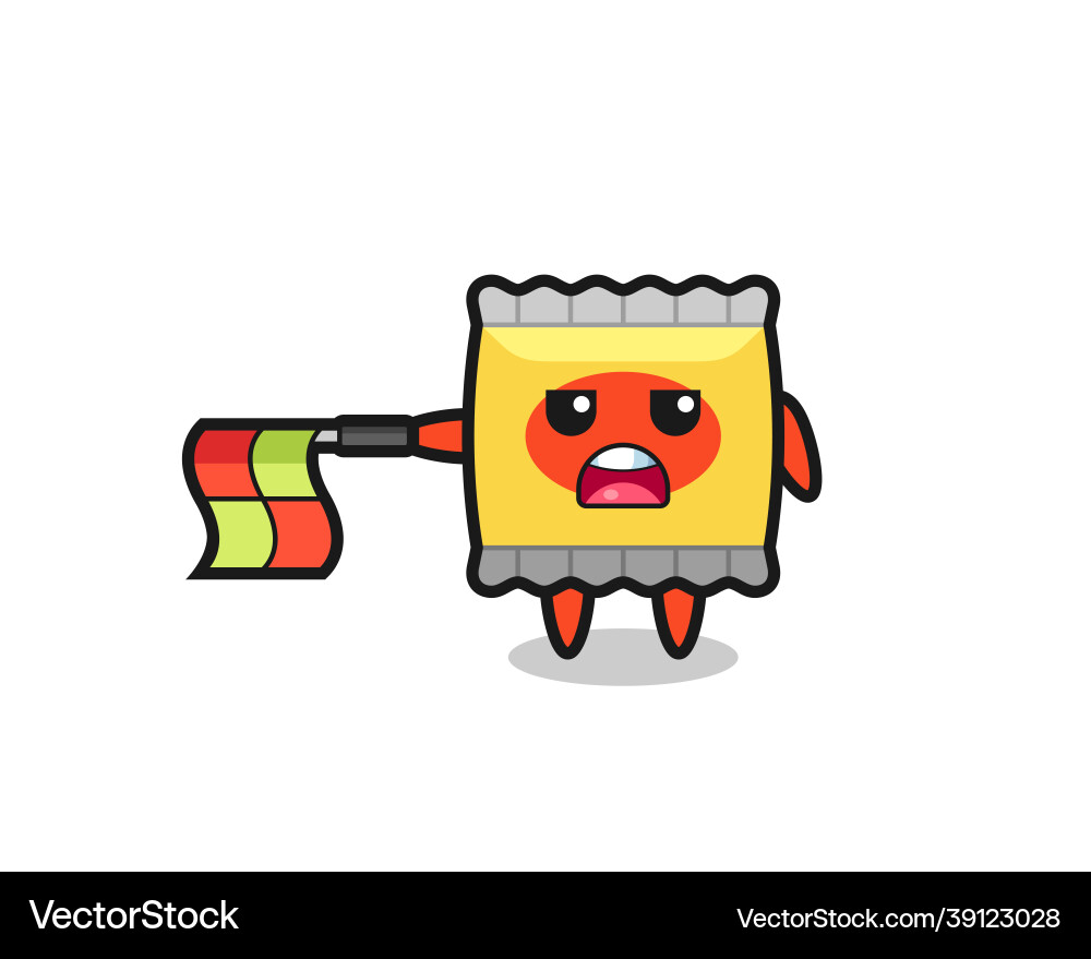 Snack character as line judge hold the flag Snack character as line judge hold the flag vector image