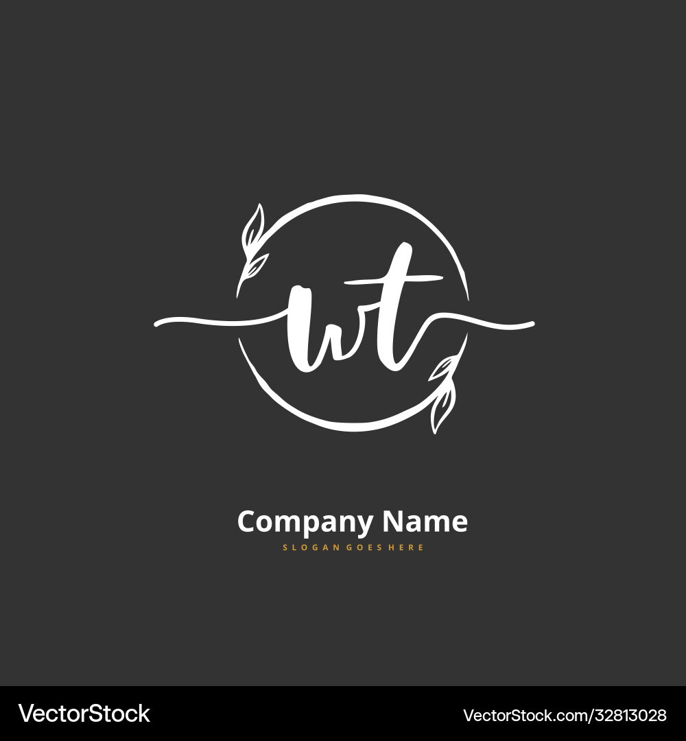 W t wt initial handwriting and signature logo Vector Image