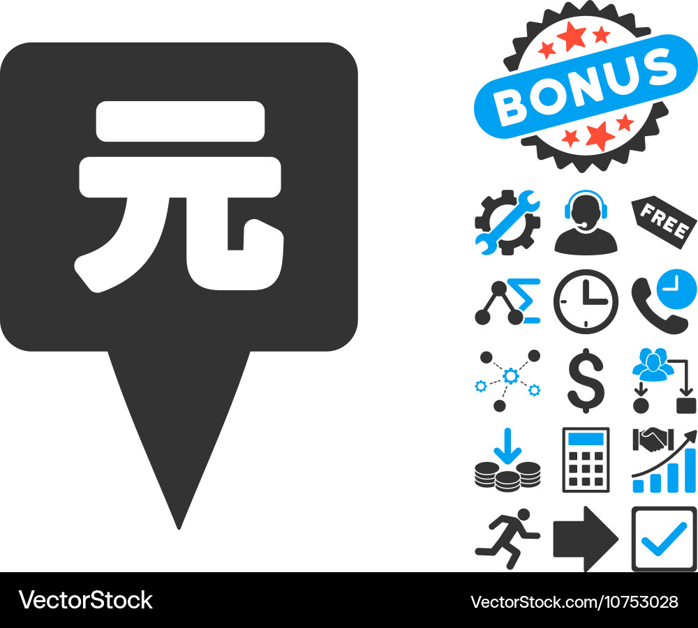 Yuan map pointer flat icon with bonus Vector Image
