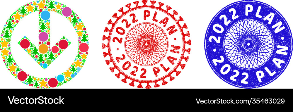 2022 plan distress rubber imprints and direction Vector Image