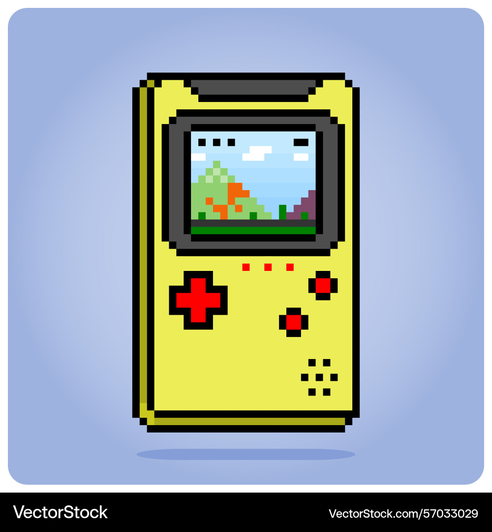 8-bit pixel of retro game console portable 8-bit pixel of retro game console portable vector image
