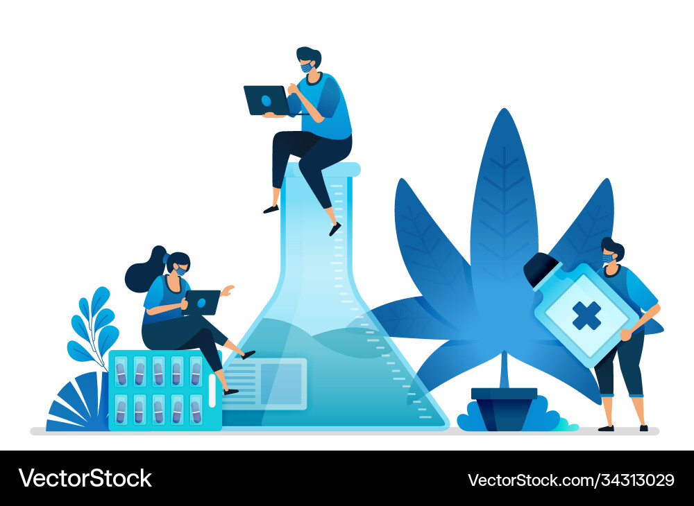 Cannabis- und Marihuana-Forschung für Gesundheit Cannabis- und Marihuana-Forschung für Gesundheit vektorbild