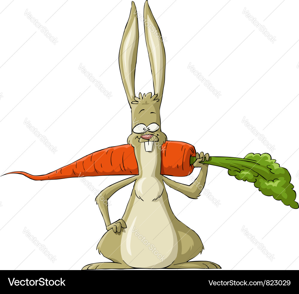 Cartoon Rabbit Holding Carrot vector image