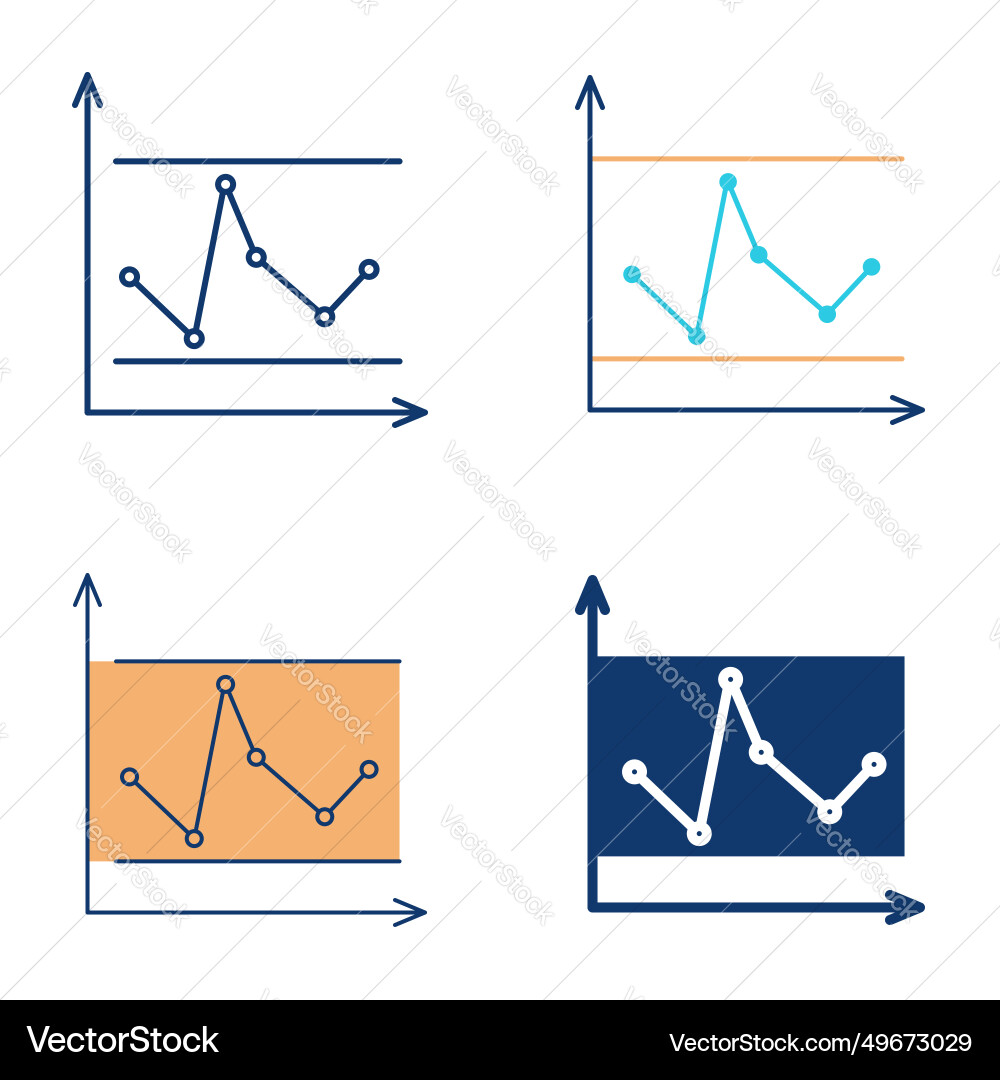 Control chart icon set in flat and line style Control chart icon set in flat and line style vector image