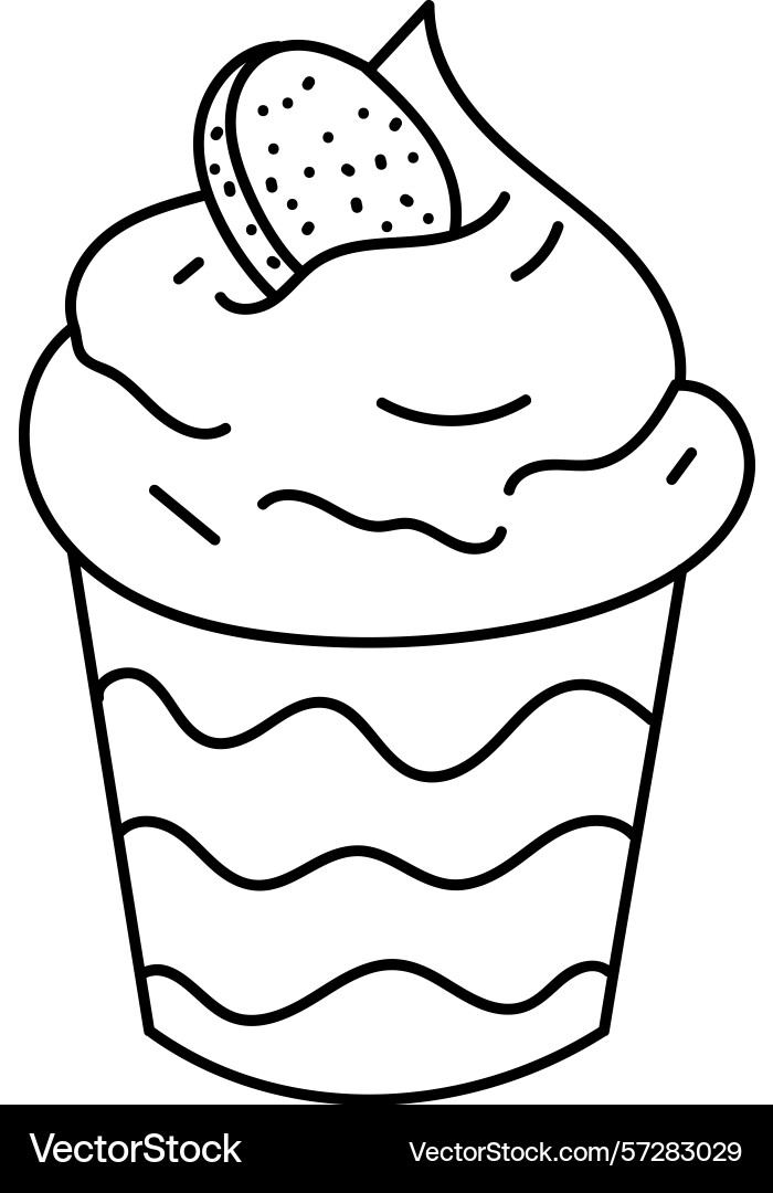 Cupcake with frosting and cookie doodle Cupcake with frosting and cookie doodle Vector Image