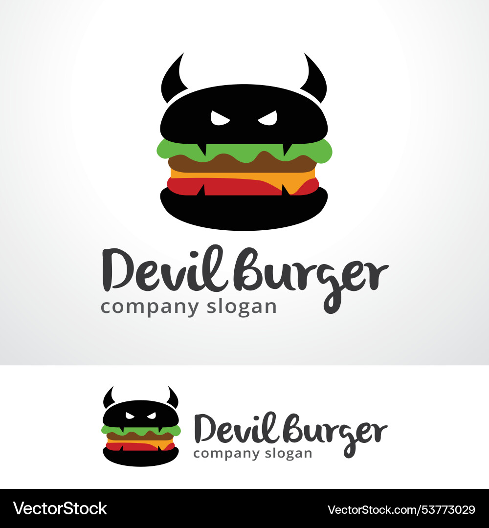 Devil burger Logo Vorlage Design Emblem Devil burger Logo Vorlage Design Emblem vektorbild