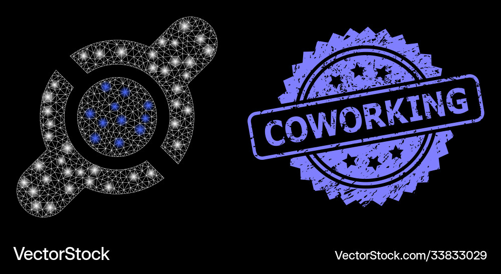 Distress coworking stamp and bright web network Vector Image