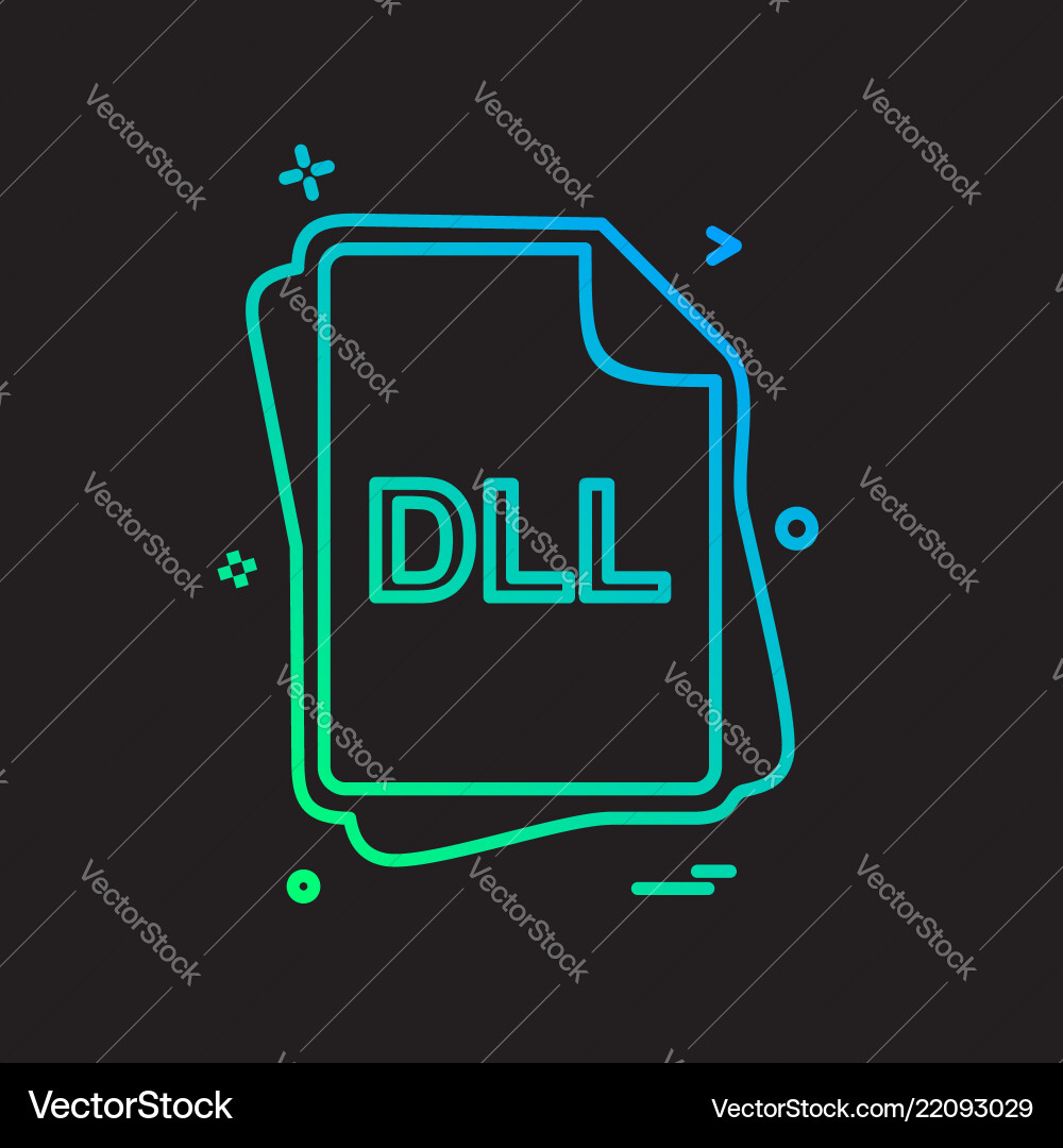 Dll file type icon design Dll file type icon design vector image