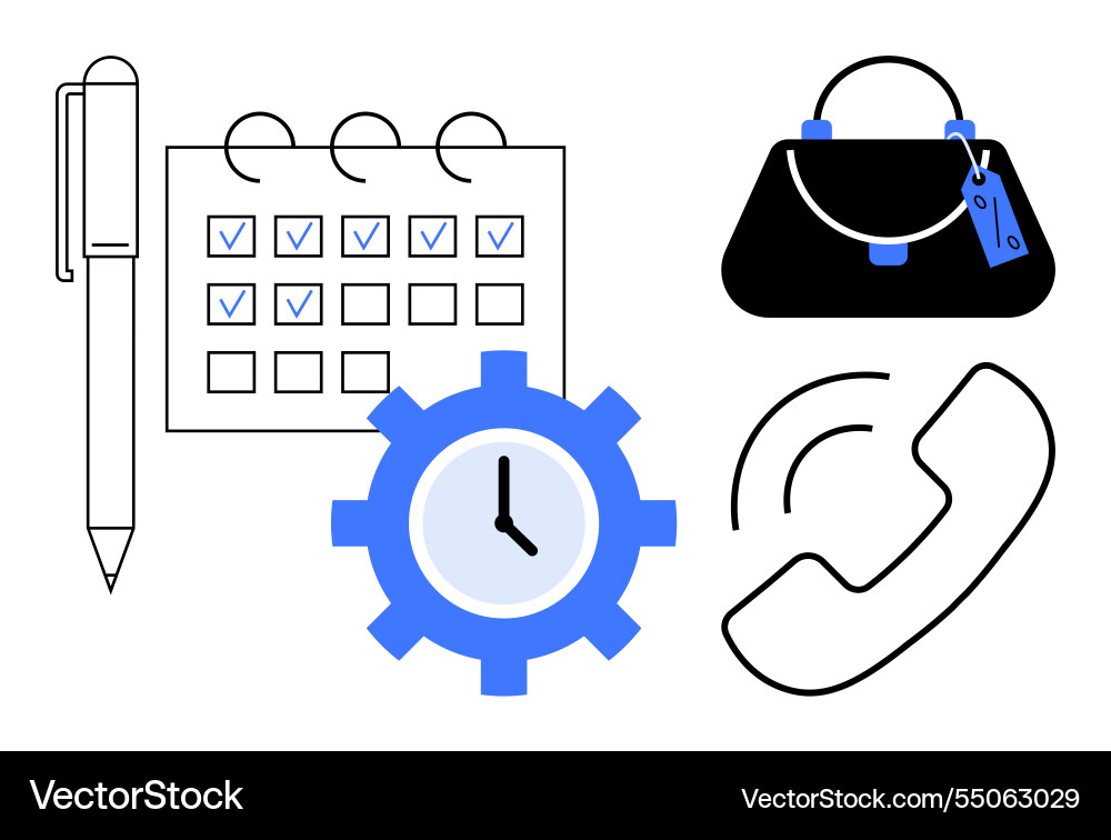 Efficient time management with calendar clock vector image