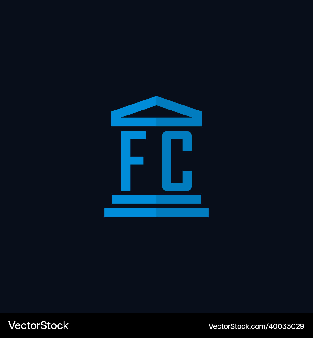 Fc initial logo monogram with simple courthouse Fc initial logo monogram with simple courthouse Vector Image