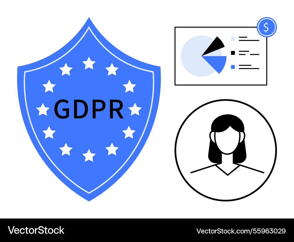 Gdpr compliance with data security shield user Gdpr compliance with data security shield user vector image