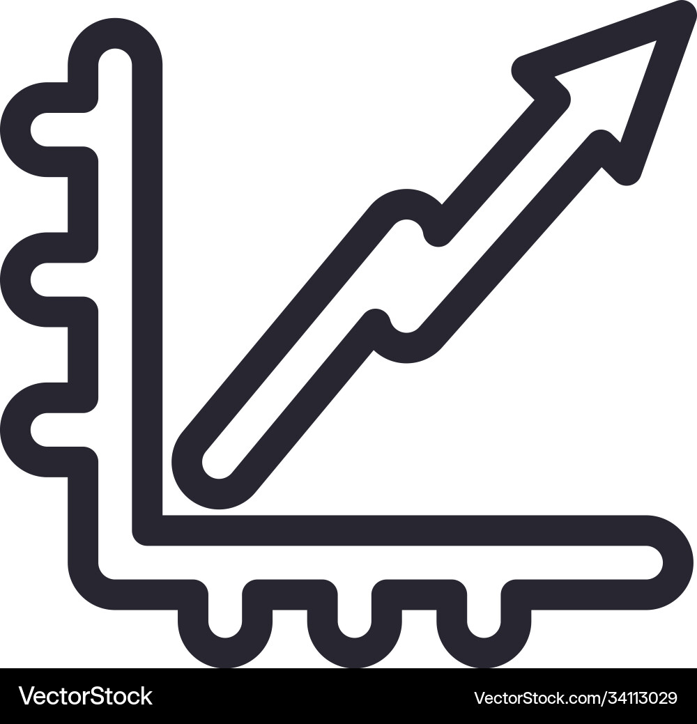 Increase arrow chart in lupe and document line vector image