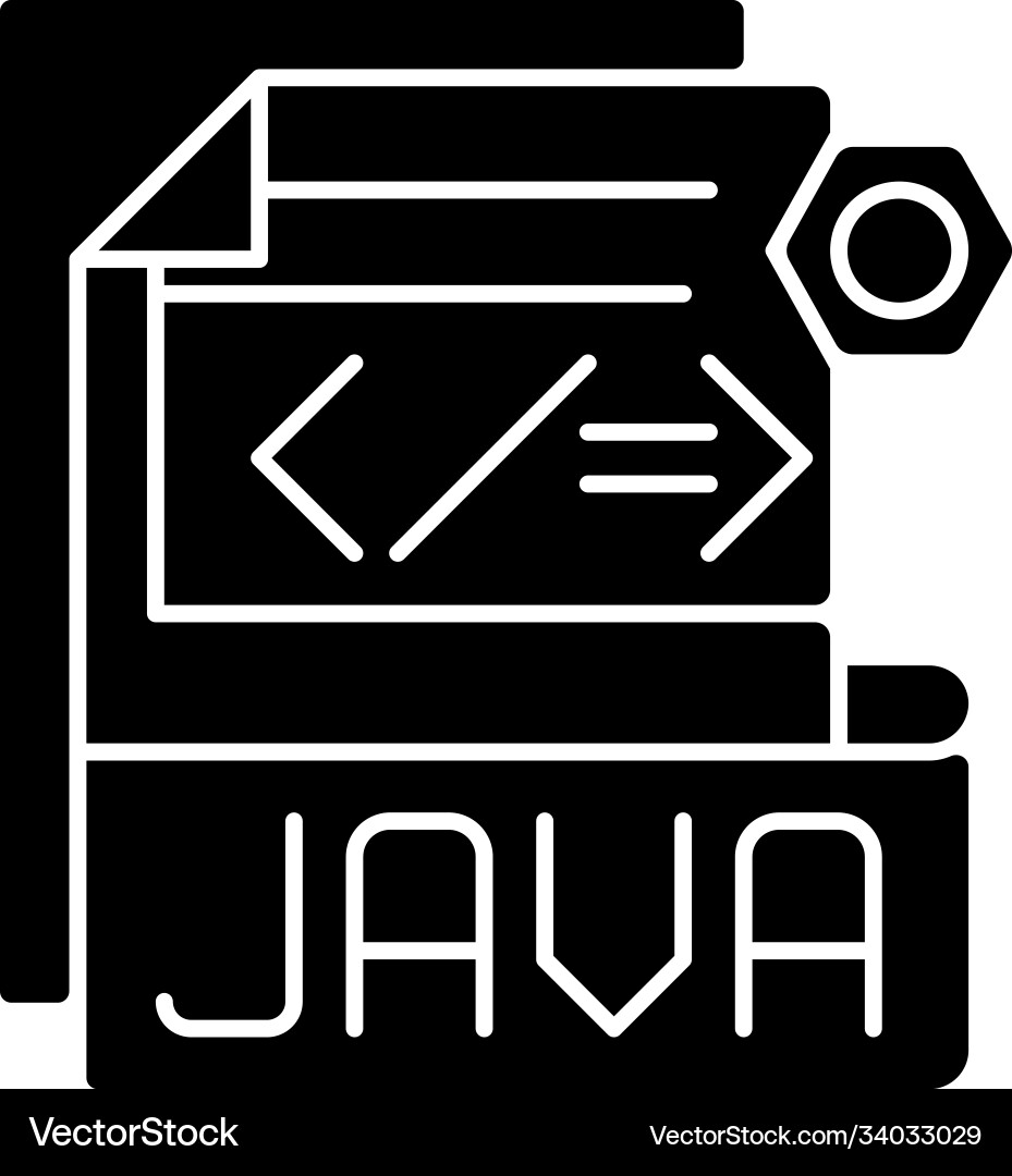 Java file black glyph icon Java file black glyph icon vector image