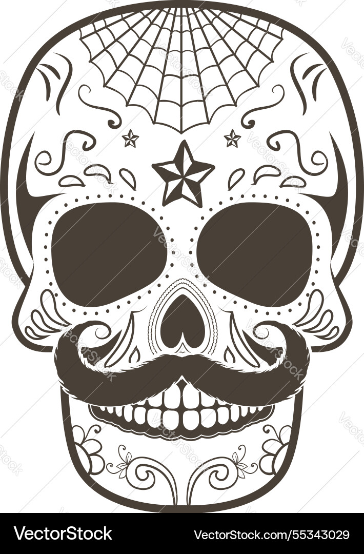 Mexican sugar skull day of the dead Mexican sugar skull day of the dead Vector Image