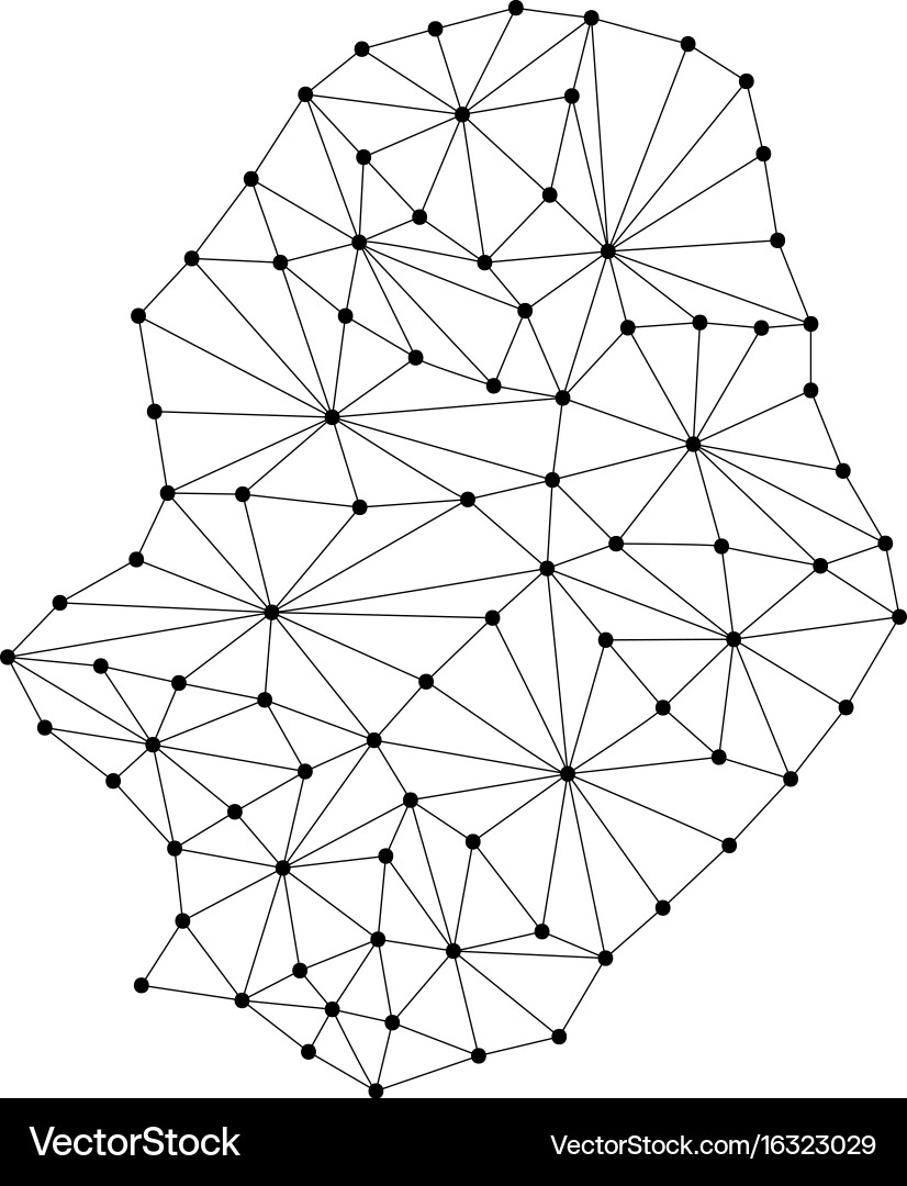 Niue map of polygonal mosaic lines network rays vector image