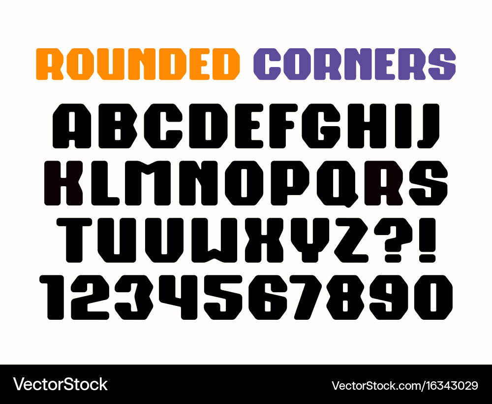 Sanserif square font with rounded corners Vector Image