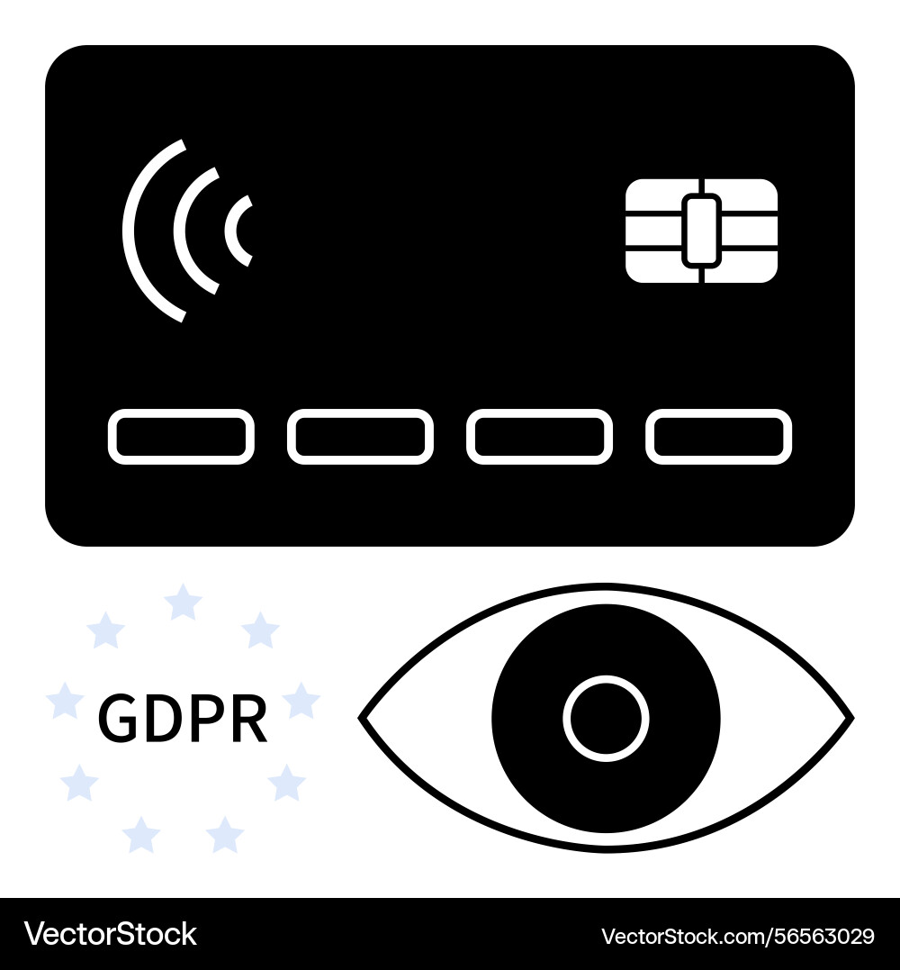 Secure payment card with gdpr compliance and data Secure payment card with gdpr compliance and data vector image