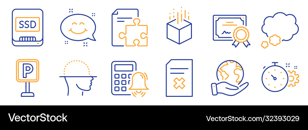 Set business icons such as ssd cogwheel timer Set business icons such as ssd cogwheel timer vector image