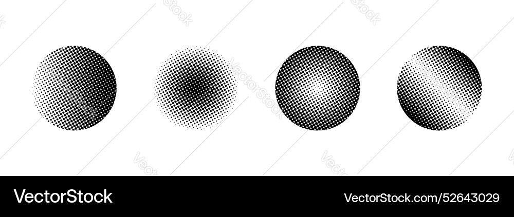 Set of geometric halftone effect pattern element Vector Image