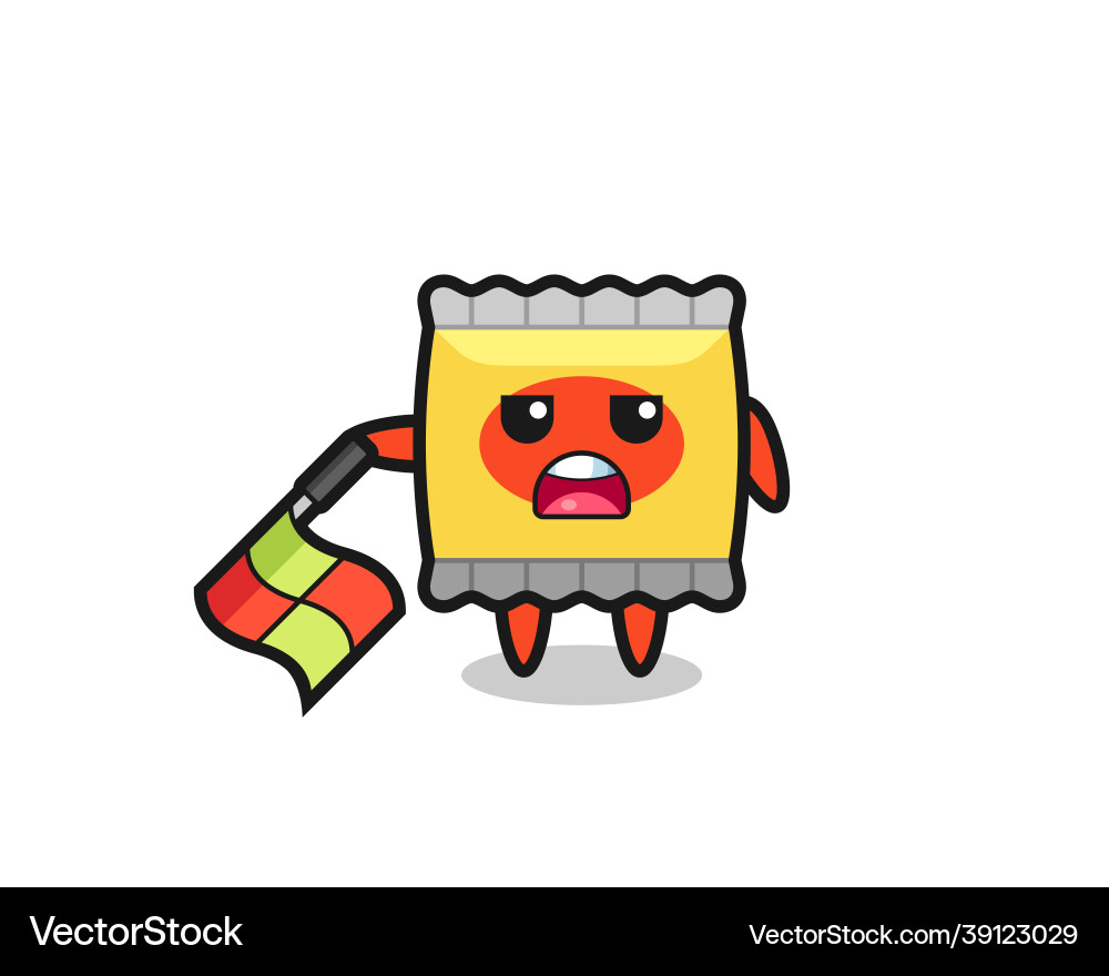 Snack character as line judge hold the flag down Snack character as line judge hold the flag down vector image