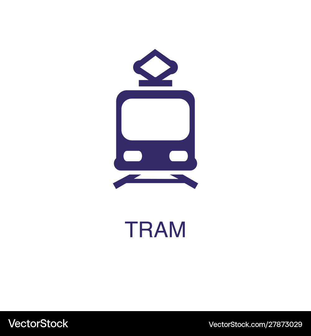 Tram element in flat simple style on white vector image