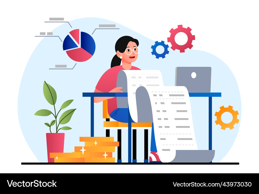 Analyzing budget web Analyzing budget web vector image