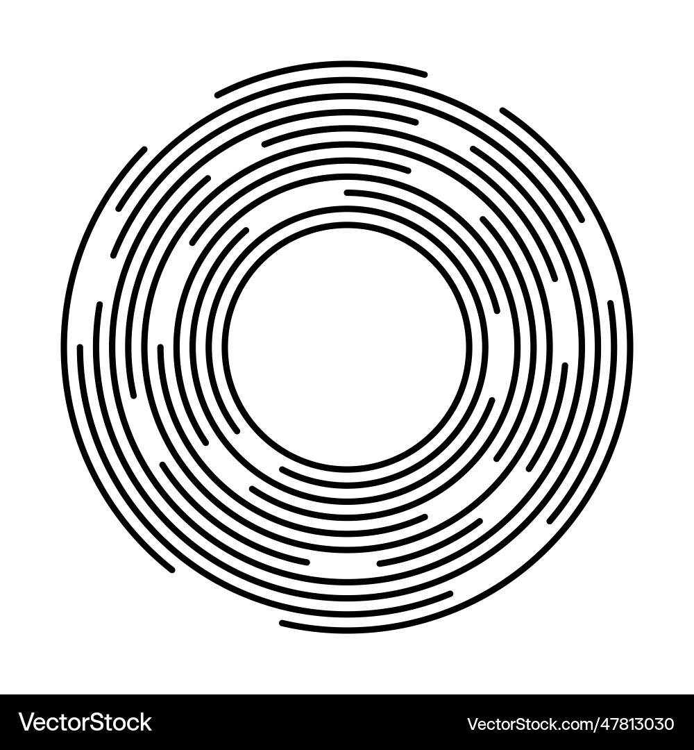 Concentric segments of circles lines following vector image