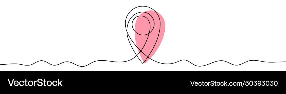 Continuous editable line drawing of map pin icon vector image