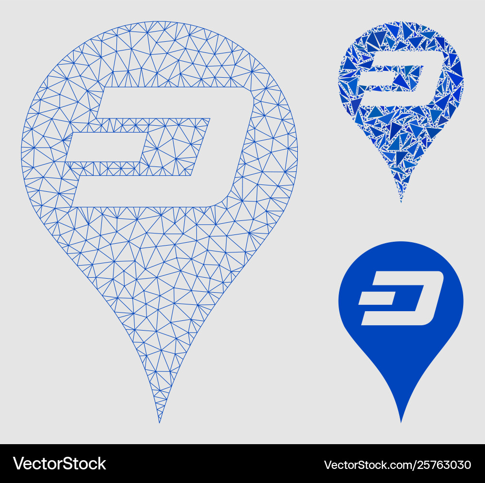 Dashcoin map pointer mesh wire frame model Dashcoin map pointer mesh wire frame model vector image