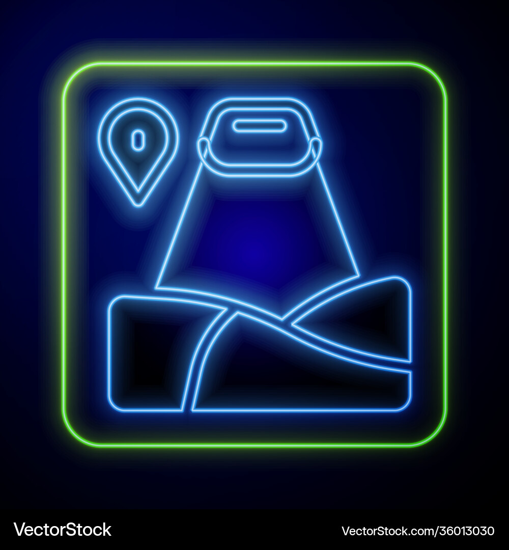 Glowing neon map pointer with mountain icon Glowing neon map pointer with mountain icon vector image