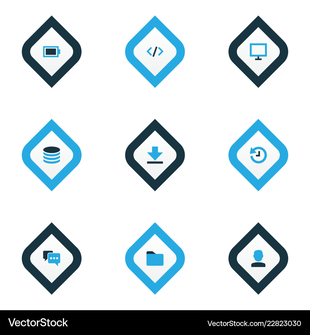 Interface icons colored set with folder history Interface icons colored set with folder history vector image