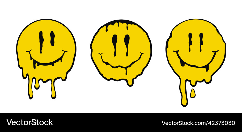 Melted lächelnd gelbe Emotionen positives Gesicht Melted lächelnd gelbe Emotionen positives Gesicht vektorbild