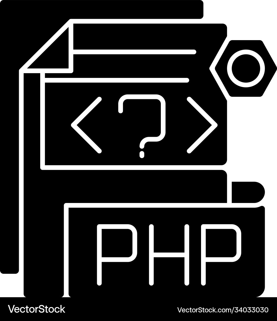Php file black glyph icon Php file black glyph icon vector image
