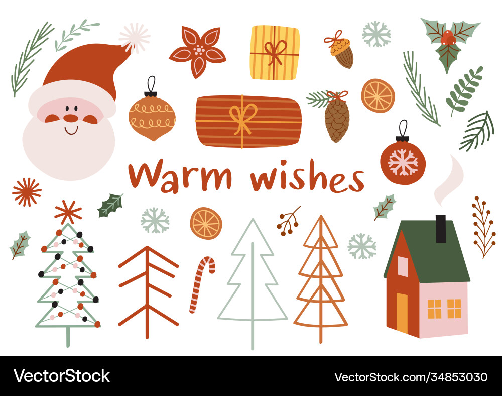 Set isolated bohemian xmas elements Set isolated bohemian xmas elements vector image
