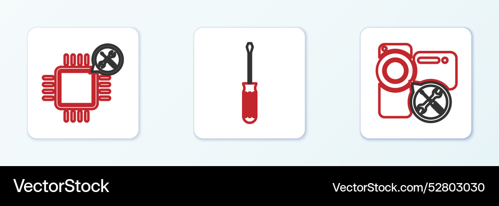 Set line video camera service processor Vector Image