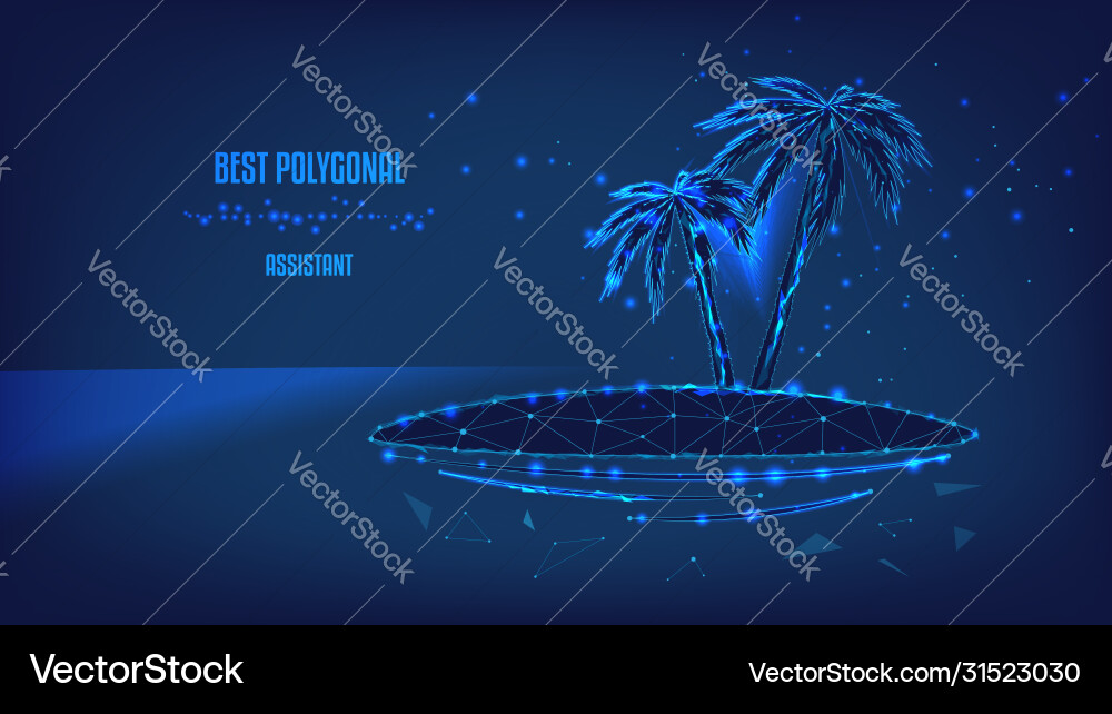 Silhouettes two palm trees on an islet from Vector Image