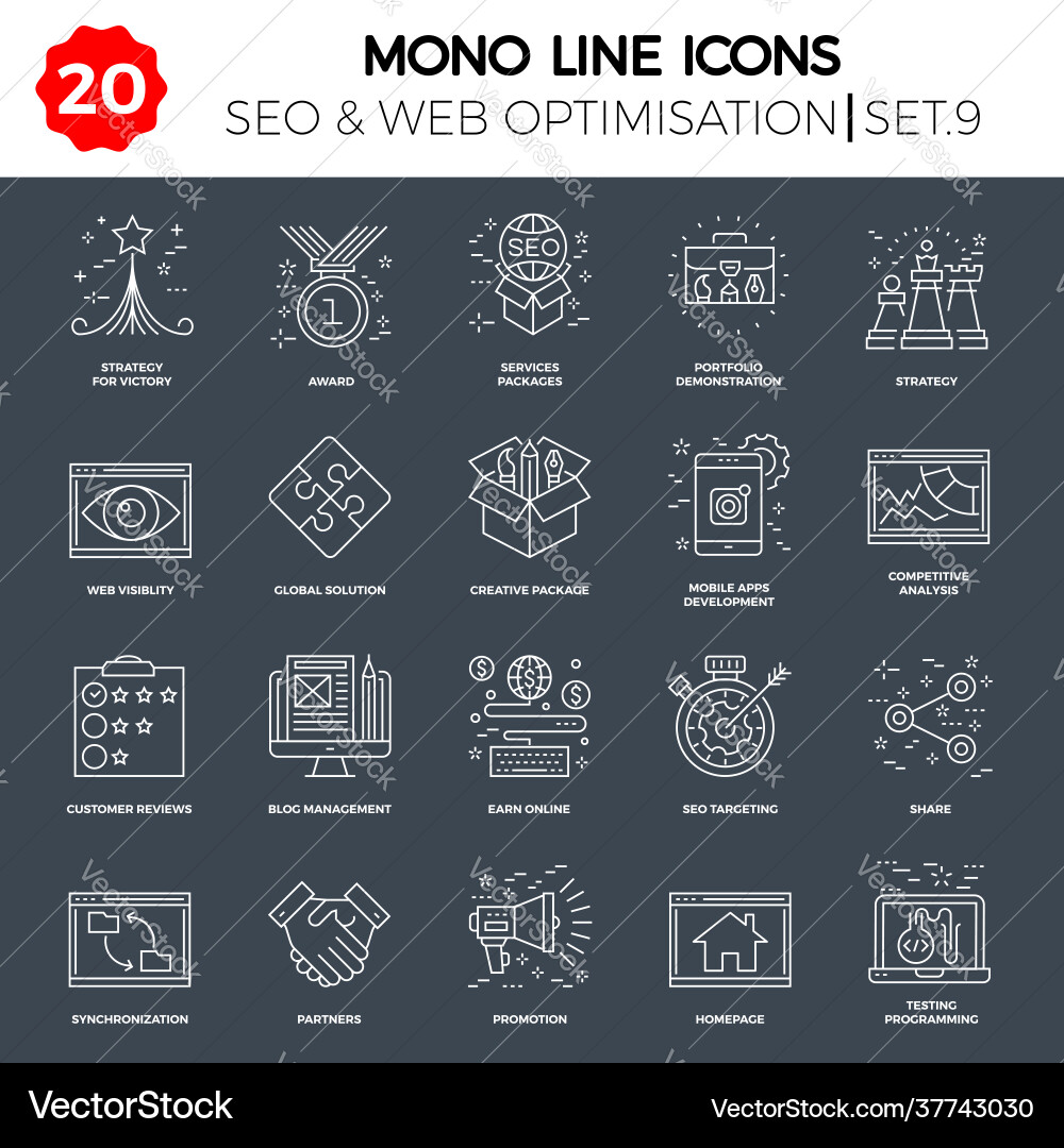 Thin line icons set search engine optimization Thin line icons set search engine optimization vector image