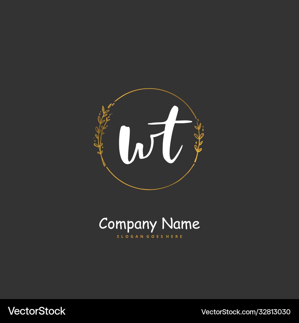 W t wt initial handwriting and signature logo W t wt initial handwriting and signature logo Vector Image