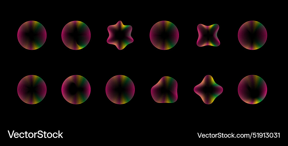 Abstract neon circles set gradient circular Vector Image