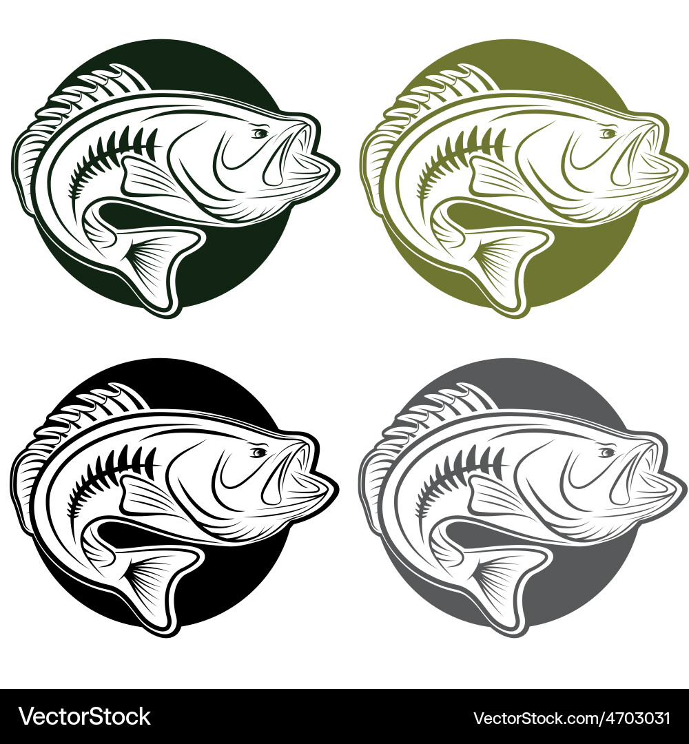 Bass Fishing Icons Set Vector Image