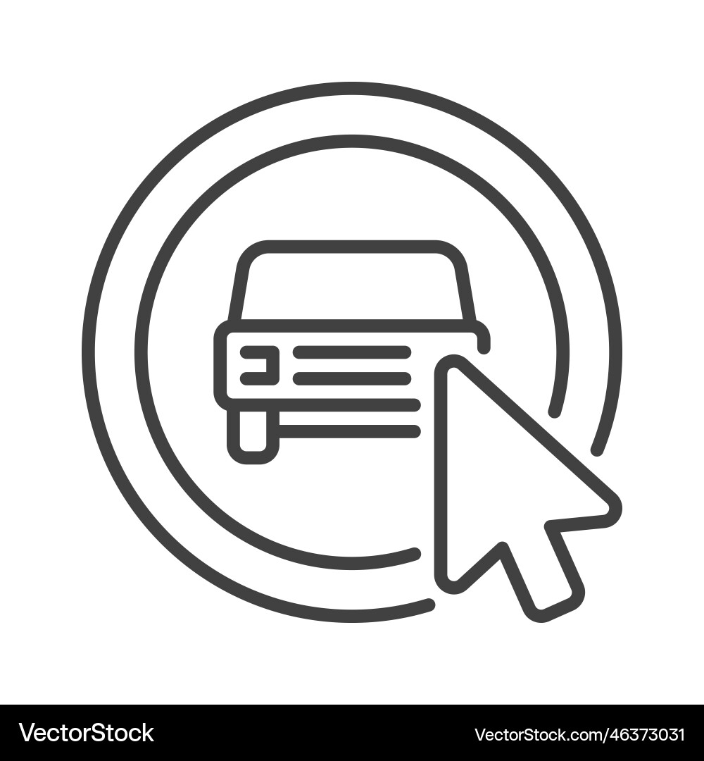 Click on carsharing app button concept outline vector image