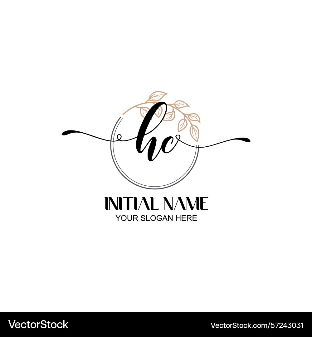 Elegant hc initial logo design with botanical Elegant hc initial logo design with botanical Vector Image